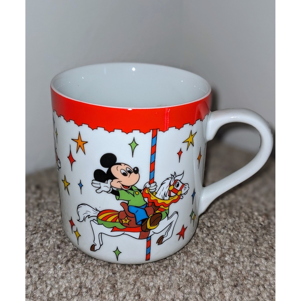 Disneyland Walt Disney World Mug Carousel Mickey Mouse‎ Donald Duck Minnie VTG